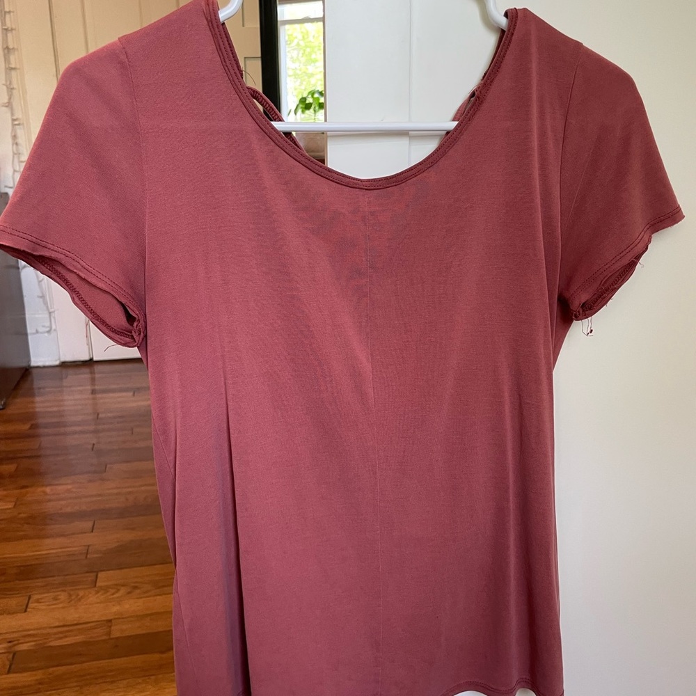Abercrombie Rust Criss cross open back tee